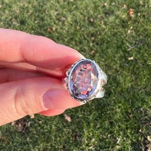 Custom Conversion Sterling Silver Amethyst Ring Size 5